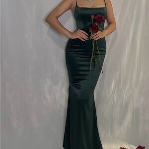 Fiona Green Satin Evening Gown by Sirenstudios.